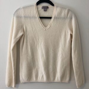 Cream Cashmere V-neck sweater